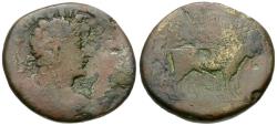 Ancient Coins - Hadrian (AD 117-138). Samaria. Caesarea Maritima Æ30 / Emperor Ploughing