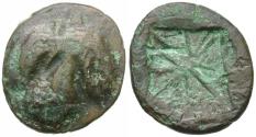 Ancient Coins - Sicily. Selinus Æ Fourrée Didrachm / Selinon leaf