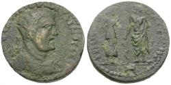 Ancient Coins - Valerian I (AD 253-260). Cilicia. Irenopolis-Neronias Æ28 / Hygieia and Asklepios