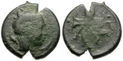Ancient Coins - Sicily. Syracuse Æ Tetras / Octopus