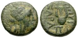 Ancient Coins - Ionia. Smyrna. Sarapios, magistrate Æ11 / Lyre
