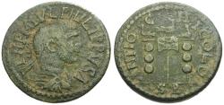 Ancient Coins - Philip I (AD 244-249). Pisidia. Antioch Æ26 / Vexillum and Aquilae