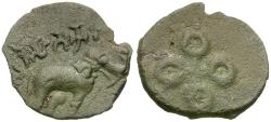 Ancient Coins - India. Satavahanas. Sri Satakarni Billon Drachm / Elephant
