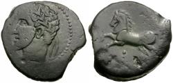 Ancient Coins - Kings of Numidia. Massinissa - Micipsa (203-118 BC) Æ26 / Free Horse