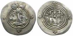 Ancient Coins - Sasanian Empire. Khusro II (AD 591-628) AR Drachm / Fire altar