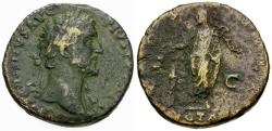 Ancient Coins - Antoninus Pius (AD 138-161) Æ Sestertius / Emperor Sacrificing