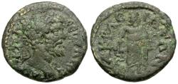 Ancient Coins - Septimius Severus (AD 193-211). Lydia. Acrasus Æ18 / Asclepius