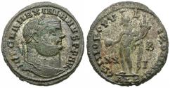 Ancient Coins - Maximian (AD 286-305) &#198; Silvered Follis / Genius