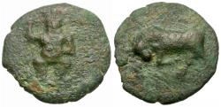 Ancient Coins - Spain. Iberia. Balearic Islands. Ebusus Æ17 / Kabeiros
