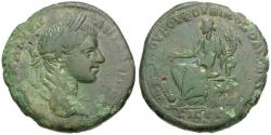 Ancient Coins - Elagabalus (AD 218-222). Moesia Inferior. Nicopolis ad Istrum. Novius Rufus, consular legate Æ26 / Tyche Seated