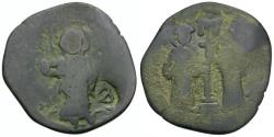 Ancient Coins - *Sear 1853* Byzantine Empire. Constantine X Doukas (AD 1059-1067) Æ Follis / Islamic Counterstamp