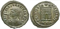 Ancient Coins - Constantius II, as Caesar (AD 324-337) Silvered Æ3 / Campgate