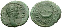 Ancient Coins - Septimius Severus (AD 193-211). Thrace. Philipopolis Æ19 / Crescent and Stars