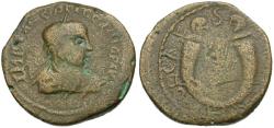 Ancient Coins - Gallienus (AD 253-268). Pisidia. Antioch Æ30 / Crossed Cornucopiae with Heads