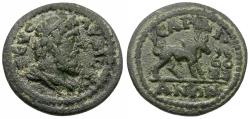 Ancient Coins - Lydia. Sardes. Pseudo-autonomous Æ15 / Bull and Two Snakes