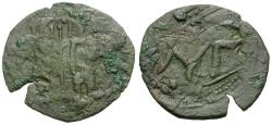 Ancient Coins - *Sear 2444* Restored Byzantine Empire. Andronicus II Palaeologus (1282-1328) with Michael IX Æ Assarion