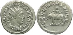 Ancient Coins - Philip I (AD 244-249) AR Antoninianus / Elephant and Mahout