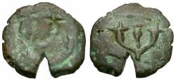 Ancient Coins - Judaea. Hasmonean. Alexander Jannaeus (103-76 BC) Æ Brockage Prutah