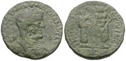 Ancient Coins - Valerian I (AD 253-260). Cilicia. Irenopolis-Neronias Æ28 / Hygieia and Asklepios