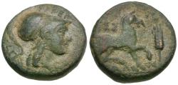 Ancient Coins - Thessaly. Thessalian League. Pherekrates and Isokrates, magistrates Æ18 / Horse