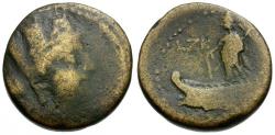 Ancient Coins - Phoenicia. Sidon Æ19 / Galley