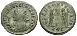 Ancient Coins - Diocetian (AD 284-305) Silvered Æ Antoninianus / Emperor and Jupiter