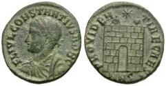 Ancient Coins - Constantius II, as Caesar (AD 324-337) Æ3 / Camp Gate