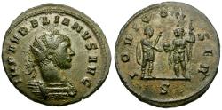 Ancient Coins - Aurelian (AD 270-275) Silvered Æ Antoninianus / Jupiter and Emperor