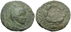 Ancient Coins - Elagabalus (AD 218-222). Coele-Syria. Damascus Æ25 / Wreath