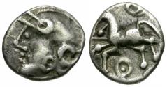 Ancient Coins - Ancient France. Celtic Gaul. Aedui Tribe AR Quinarius