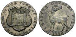 World Coins - Great Britain. Wiltshire. Devizes Silvered Copper Halfpenny / Stag