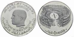 World Coins - Tunisia. History of Tunisia Series AR Proof 1 Dinar / Thysdrus-El Djem