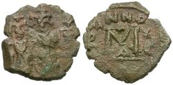 Ancient Coins - *Sear 808* Byzantine Empire. Heraclius (AD 610-641) with Martina and Heraclius Constantine Æ Follis