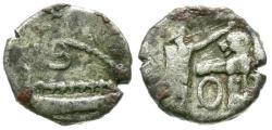 Ancient Coins - Phoenicia. Sidon. Baalshallim II (401-366 BC) AR 1/16 Shekel / Galley