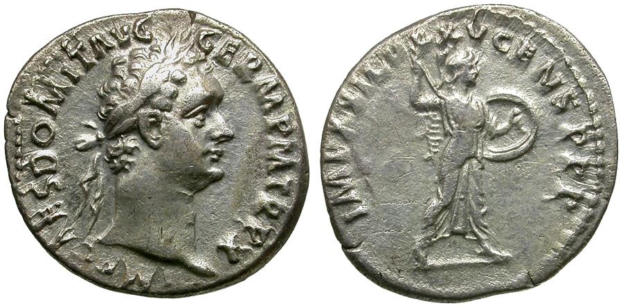 Domitian (AD 81-96) AR Denarius / Minerva | Roman Imperial Coins