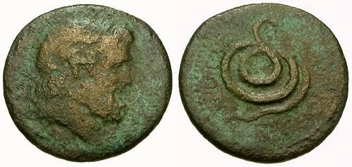 Ancient Coins - F/F Carian Islands Kos &#198;21 / Asklepios / Snake