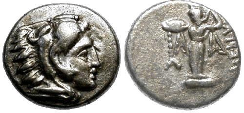 Ancient Coins - VF/VF Mysia Pergamon AR Diobol / Cult Statue of Athena