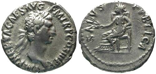 Ancient Coins - VF/VF Nerva Denarius / Salus