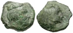 Ancient Coins - Sicily. Himera as Thermai Himerensis Æ14 / Herakles