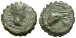 Ancient Coins - Seleukid Kings. Seleukos IV Philopator (187-175 BC) Serrate Æ17 / Elephant
