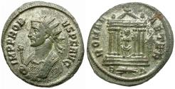 Ancient Coins - Probus (AD 276-282) Silvered Æ Antoninianus / Temple