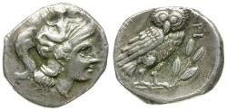 Ancient Coins - Calabria. Tarentum. Neumenios, magistrate AR Drachm / Owl