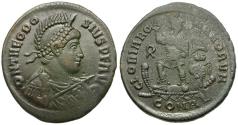 Ancient Coins - Theodosius I (AD 379-395) &#198; Maiorina / Emperor on Galley