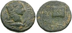 Ancient Coins - Caracalla (AD 198-217). Mesopotamia. Rhesaena Æ18 / Vexillum