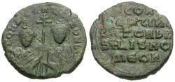 Ancient Coins - *Sear 1758* Byzantine Empire. Constantine VII (AD 913-959) with Zoe Æ Follis