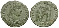 Ancient Coins - Gratian (AD 375-383) Æ3 / Emperor with Captive