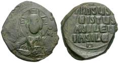 Ancient Coins - *Sear 1813* Byzantine Empire. Anonymous. Class A2 Follis / Portrait of Christ