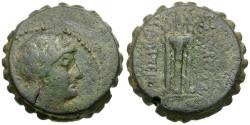 Ancient Coins - Seleukid Kings. Demetrios I (162-150 BC) Æ25 Serrate / Tripod