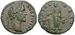 Ancient Coins - Antoninus Pius (AD 138-161) &#198; Sestertius / Emperor Sacrificing
