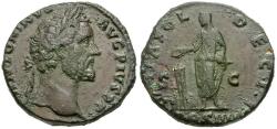Ancient Coins - Antoninus Pius (AD 138-161) Æ Sestertius / Emperor Sacrificing